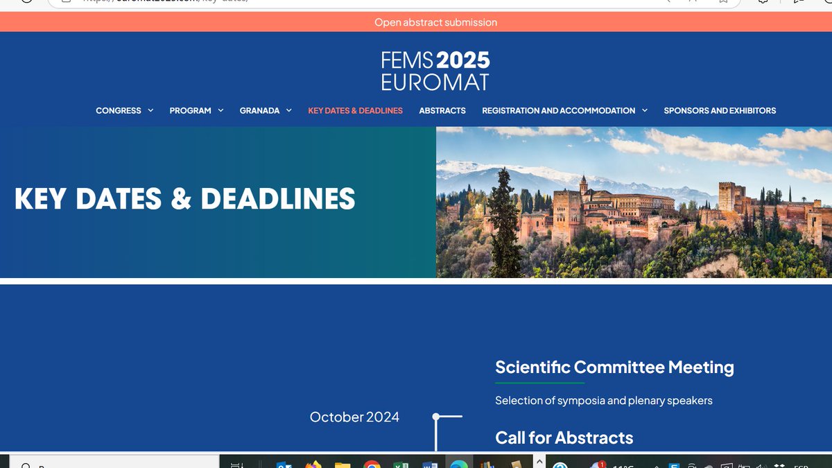 The deadline for abstracts submission for the #EUROMAT2025 is apporaching, 31st January.

SEND YOUR ABSTRACTS NOW!!!!