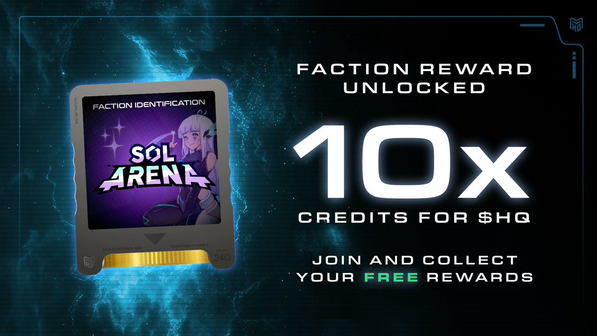 New Faction Unlocked 🔓
<a href="/solarena_io/">SOL Arena</a> has joined the journey for $HQ

Join their Discord to earn 10x Credits towards $HQ
✨ - app.mvhq.io/missions/sol-a…