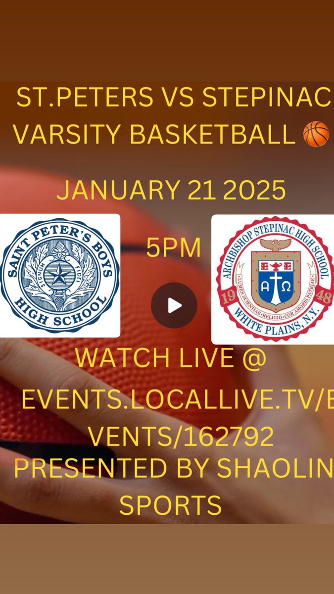 Shaolin_Sports's tweet photo. St. Peter’s vs. Stepinac tonight at 5pm. Varsity boys basketball. Checkout local live tonight https://t.co/SxHZ4m5QVD https://t.co/9G5qA5zqaP
