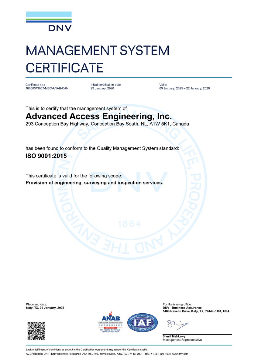 We're thrilled to announce that Advanced Access Engineering Inc has successfully renewed our ISO 9001:2015 certification!  
#AdvancedAccessEngineering #AAE