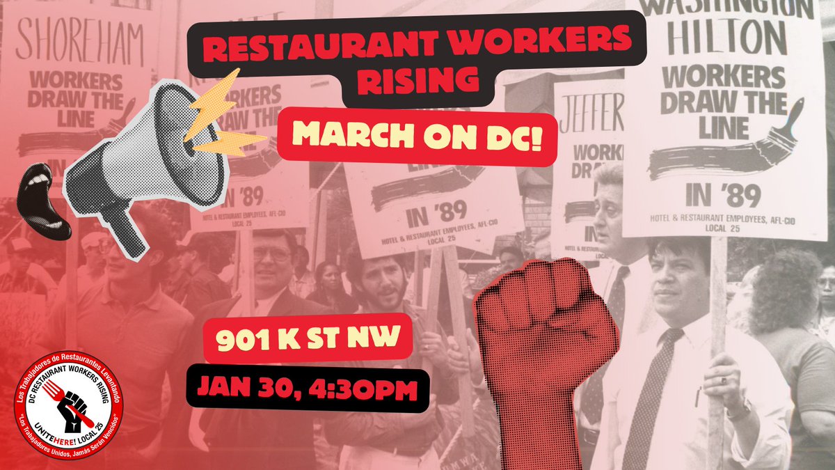 COME SUPPORT WORKERS AT LE DIPLOMATE, PASTIS, ST. ANSELM, RASIKA, &amp; MODENA ORGANIZING FOR RESPECT, STABILITY, AND A SEAT AT THE TABLE! ✊