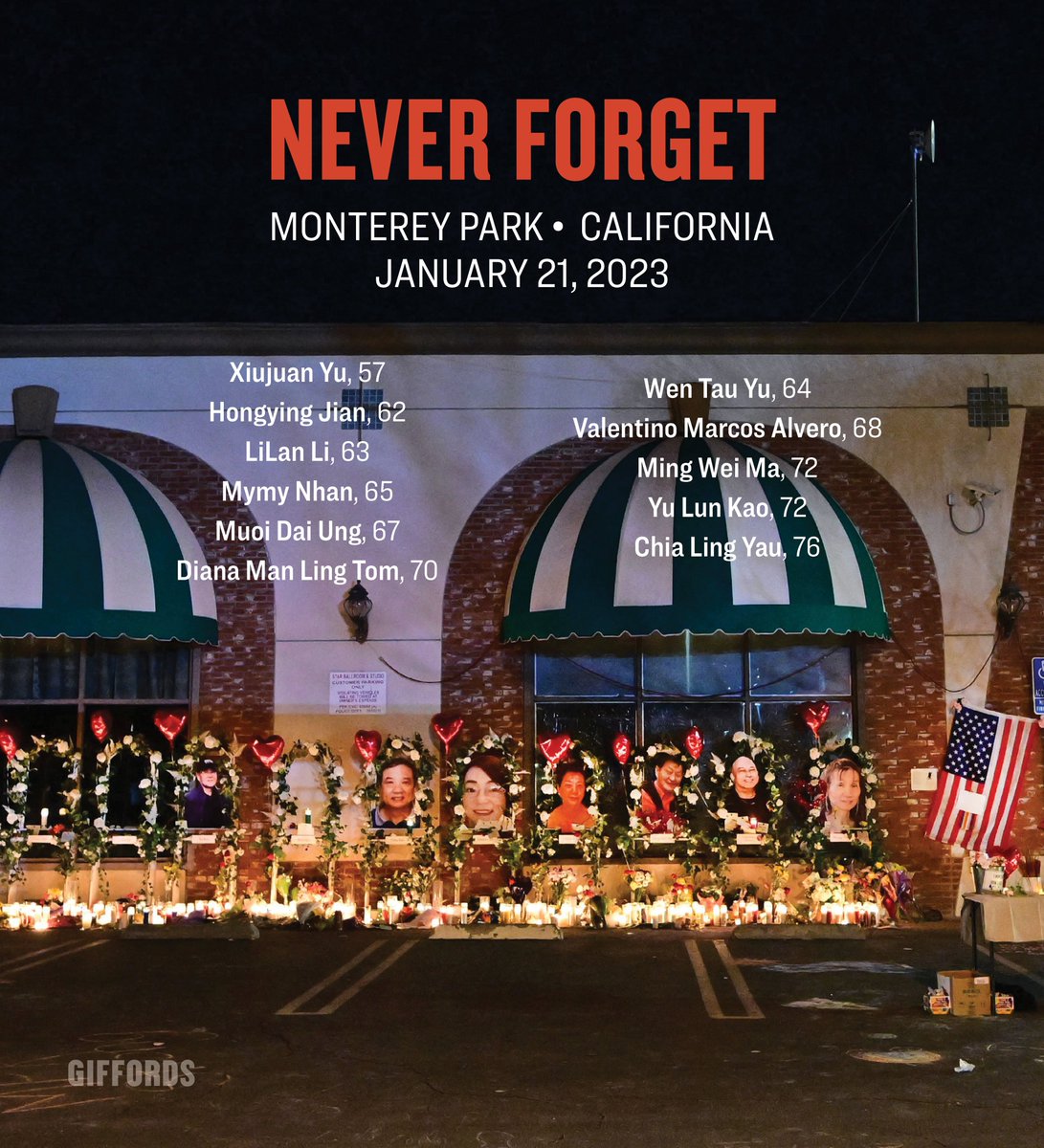 Two years ago today, 11 people were killed and 9 people were injured at a Lunar New Year celebration in Monterey Park, CA.

Once again, a day of celebration turned into a nightmare because of gun violence. Today and everyday, our hearts are with the victims and their families.