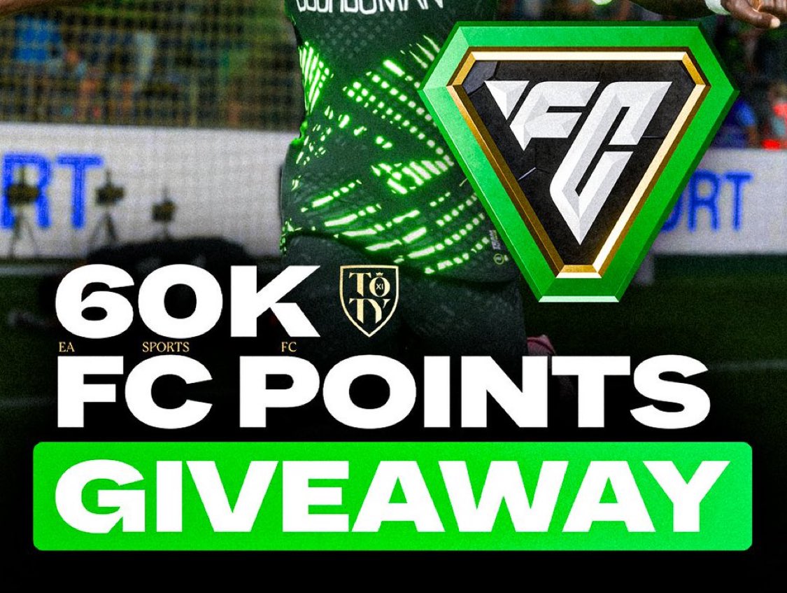 🚨HUGE TOTY GIVEAWAY 🔵

💸 60,000 FC Points 💸
5 Winners will receive 12k each 🤝

How to enter ⤵️
- Like &amp; Repost ❤️
- Follow @FC25Giveaways ✅
