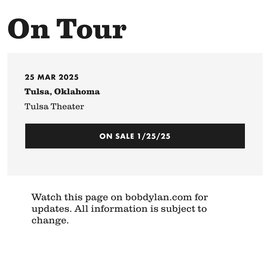 rayfp's tweet photo. Bob Dylan in Tulsa! https://t.co/cCj40hIJgr