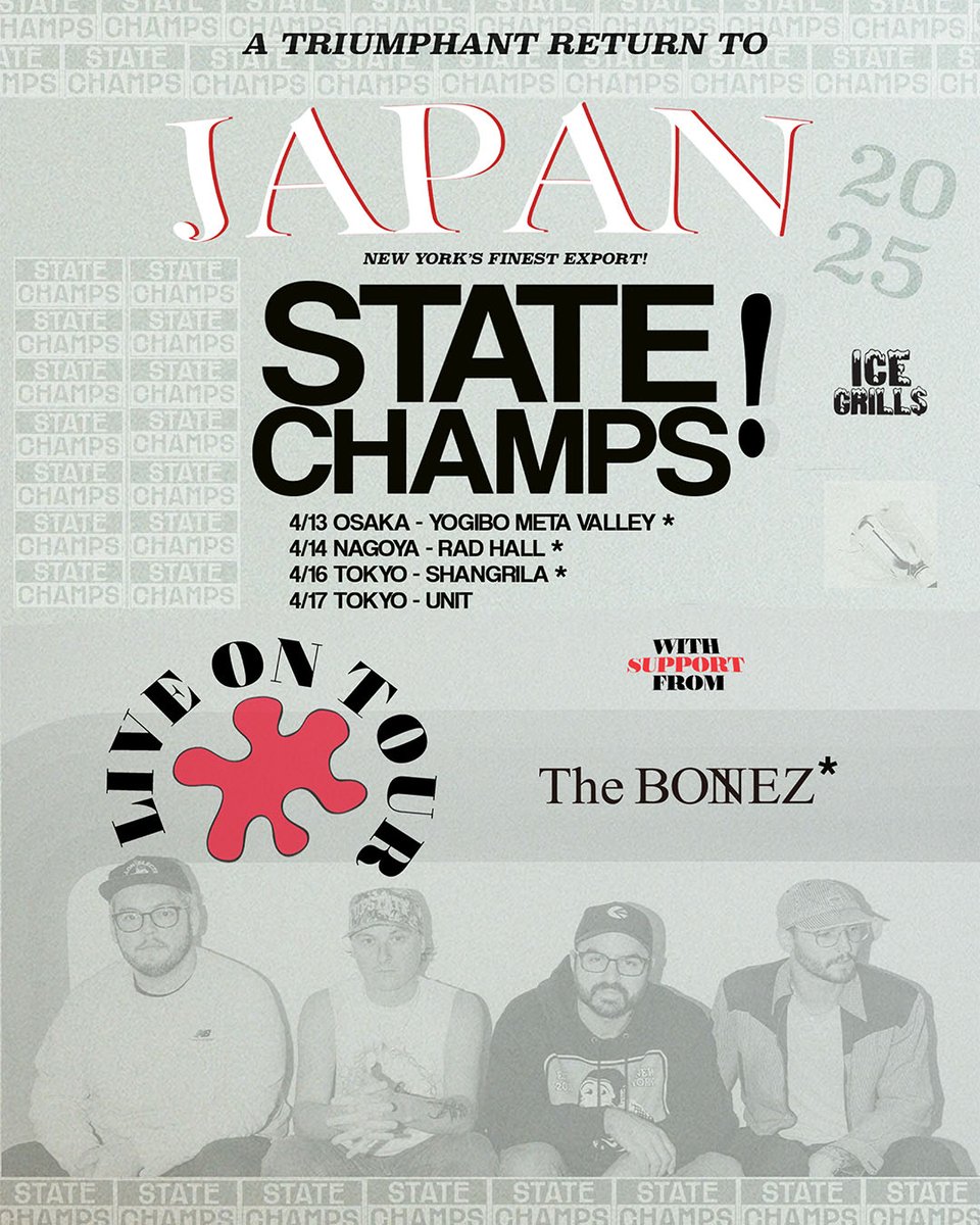 JAPAN!! We’re coming back!! Catch us on tour with <a href="/The__BONEZ/">The BONEZ</a>  this April. Tickets go on sale February 1st at 10am local time. Japan is one of our favorite countries to play in. We can’t wait to see you there 🏆🇯🇵❗️