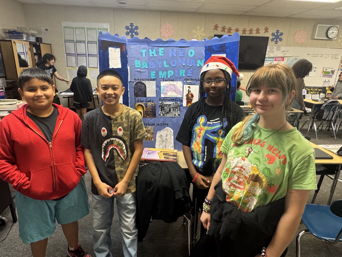JRWStockton's tweet photo. Through their history classes, Jaguars learn about the cultural connections between different periods of time from ancient civilizations to today. Our 6th Graders recently finished projects demonstrating their knowledge of Ancient Sumer, the earliest known civilization on Earth! https://t.co/8HLPMiBIFv