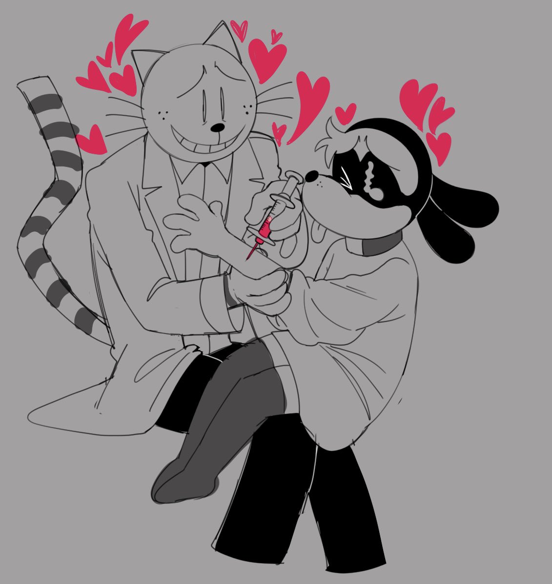 ddroparts's tweet photo. okay so i have these sketches for nowwwww,, uhhh
more psychocuties!
…
dr. petey has SEVERE “cuteness aggression” towards greg‼️💖‼️💕
he just loves greg so much, (especially when he’s scared ���‍💫)
greg is also super helpful when it comes to testing new medicines that dr. petey makes 💖💕💖
#PCDogmanAU #Dogmanau #dogmantwt #dogmanxpetey #detey