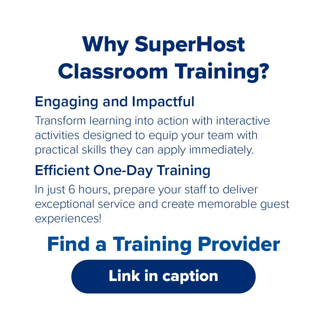 Boost your team’s #customerservice game with SuperHost: Foundations of Service Quality! Interactive #training builds key skills like communication &amp; teamwork to excel on the front lines.🌟 Find a Training Provider near you: link.go2hr.ca/4aik2yl
#Tourism#Hospitality#SuperHost