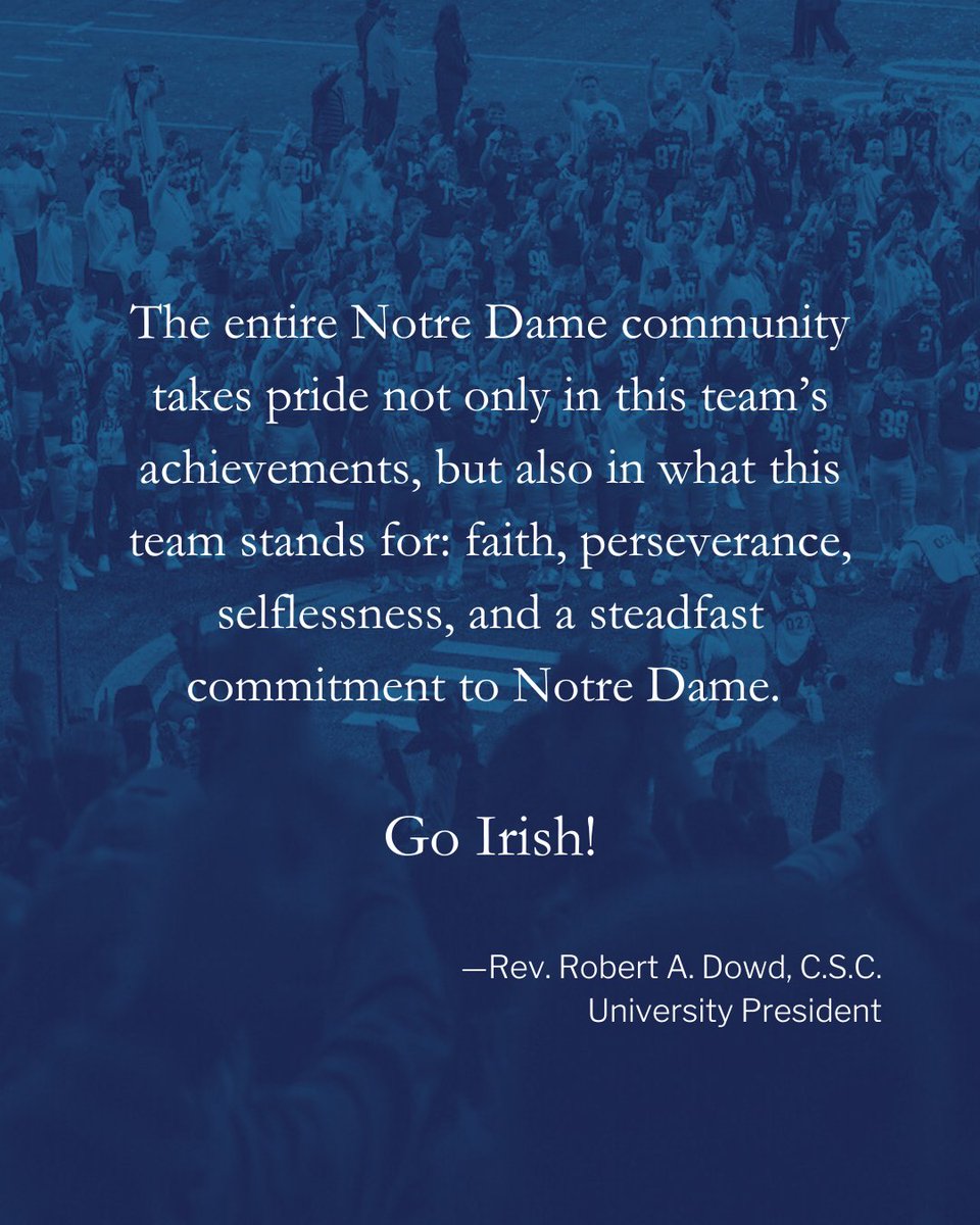 As the team returns to campus, we share a message from University President Father Bob Dowd: go.nd.edu/a0031b