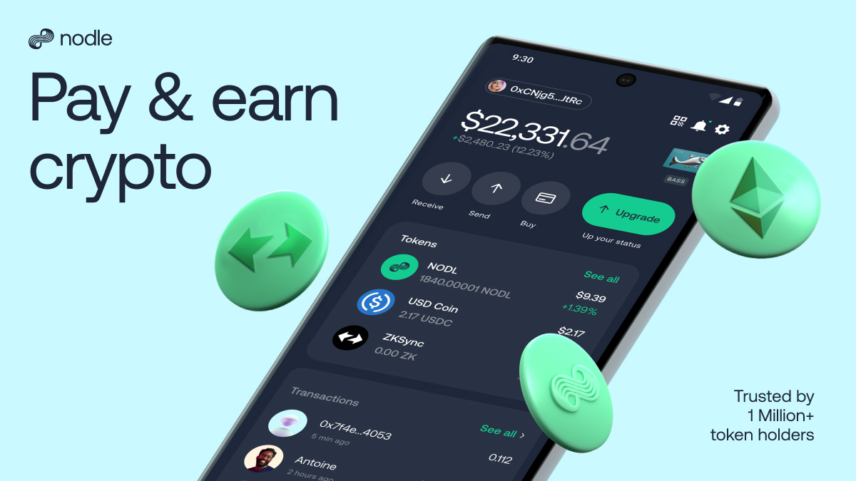 NodleNetwork's tweet photo. Crypto should be easy! 

Starting now, the Nodle App supports multiple tokens on ZKsync—enabling you to earn, pay and send crypto seamlessly. 

Fast, low-cost transactions are here for all! 🌍

Here’s the lowdown 👇