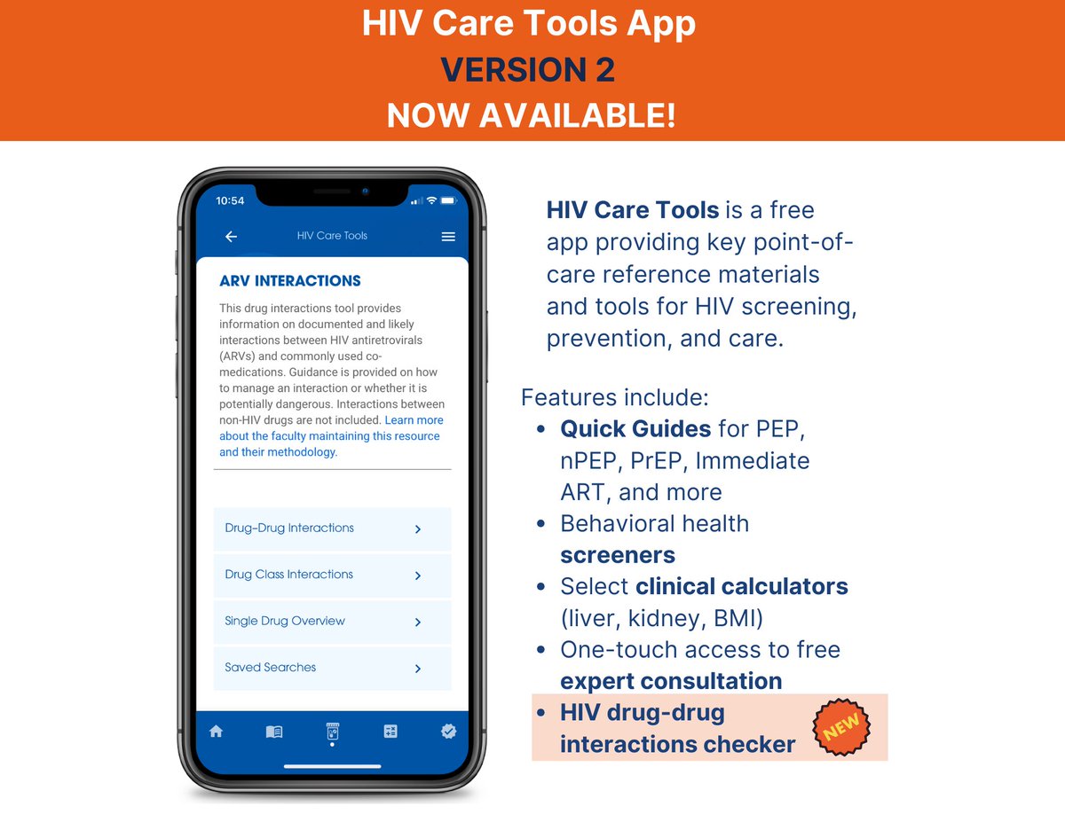aetcnasc's tweet photo. DOWNLOAD NOW! #AETCProgram HIV CARE TOOLS FREE mobile app for clinicians. Version 2 now available, which includes the NEW drug-drug interaction checker! #aetcprogram #hiv #forclinicians #mobileapp #free 
https://t.co/EAv7hY3FYW https://t.co/Snzl59o289