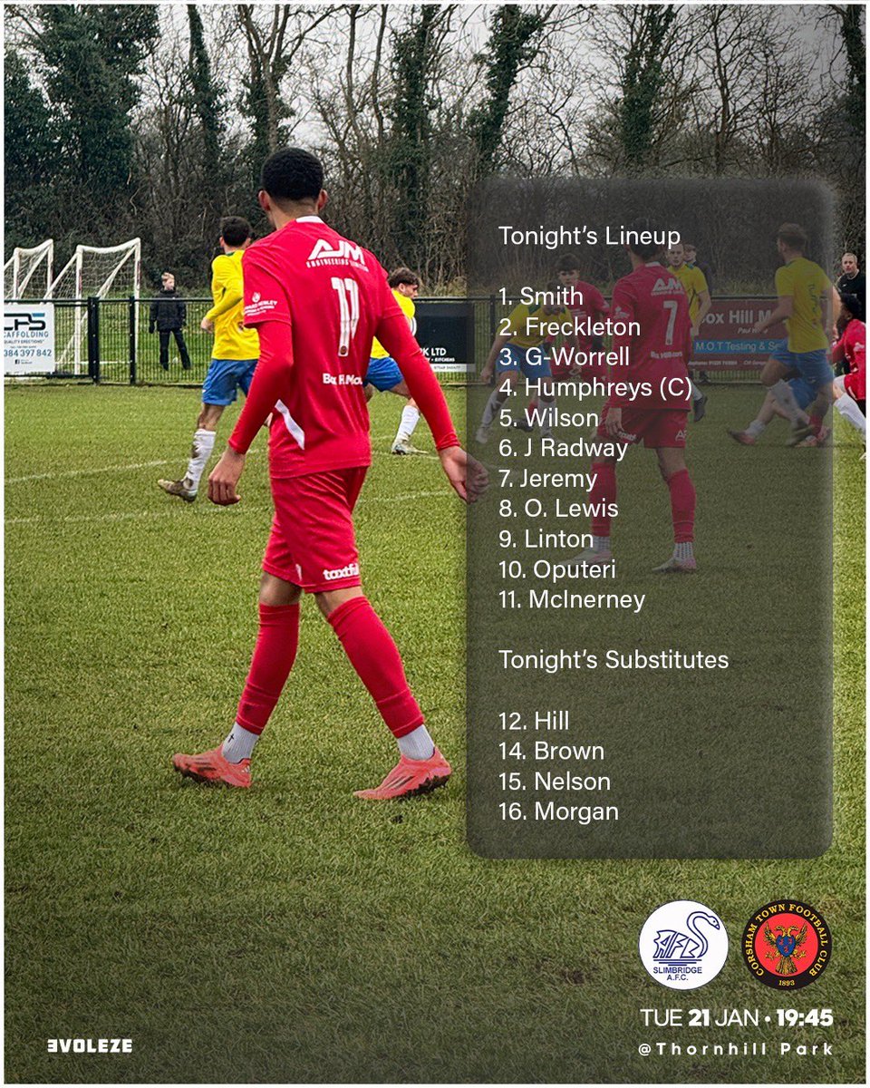CorshamTownFC's tweet photo. Tonight’s quarryman for our midweek cup game at Slimbridge.

Jayden Radway makes his debut tonight with another now signing Rohan Nelson on the bench. 

See you all soon and come on you Quarrymen

#midweek #cupgame #upthecorsh🔴⚪️🔴⚪️🔴 #newsignings https://t.co/fPpRfm7t83