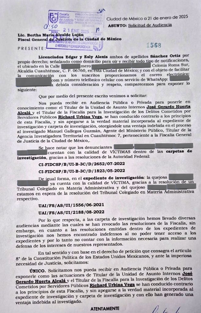 capultitlaGAM's tweet photo. @BerthaAlcalde @FiscaliaCDMX solicitamos su apoyo porque el Mtro Gerardo Huerta y el Lic. Richard Urbina no se apegan a la verdad material y están retrasando todo para hacer valer la prescripción en favor del MP Manuel Gallegos Guzmán https://t.co/3HoyD5VBR9