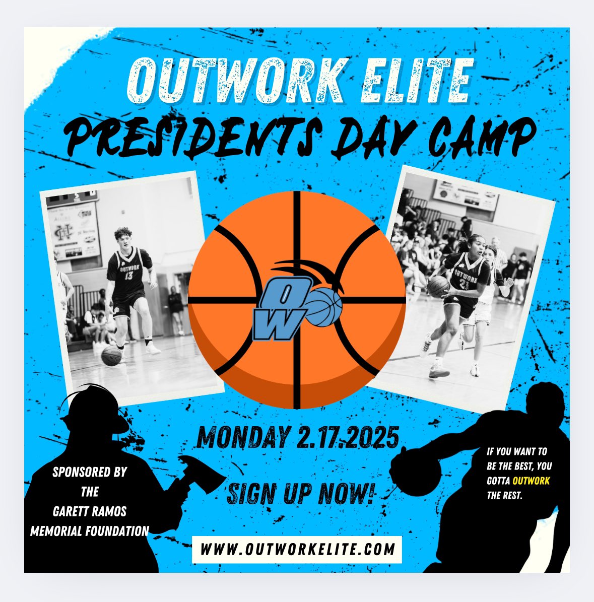 OutworkElite's tweet photo. Presidents’ Day Camp registration is live! 
This year, our camp is being held in memory of fallen Sterling Fire Captain, Garrett Ramos. Garrett loved serving his community and contributed a portion of his success as a person and firefighter to his involvement in team sports. https://t.co/Hzd5GIfKPW