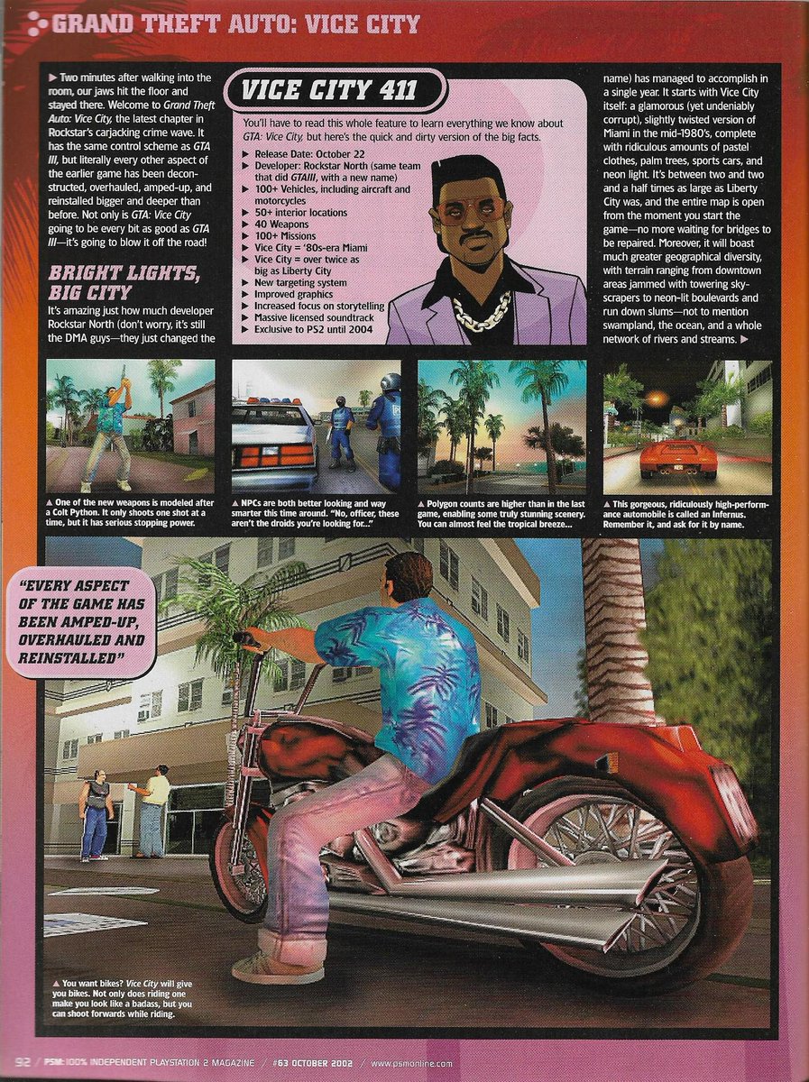 TheGTABase's tweet photo. Vice City PS2 preview - PSM Magazine 2002 https://t.co/BB88Pwjmom