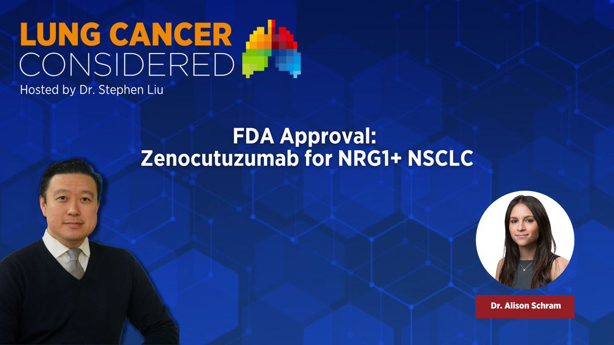 IASLC (@iaslc) on Twitter photo #ICYMI, the FDA recently approved zenocutuzumab for NSCLC with an NRG1 fusion! Catch this all-new episode of #LungCancerConsidered as <a href="/StephenVLiu/">Stephen V Liu, MD</a> and <a href="/AliSchram/">Alison Schram</a> discuss this breakthrough and what this approval means for treating NSCLC patients with an NRG1 fusion.
🔗 Listen #ICYMI, the FDA recently approved zenocutuzumab for NSCLC with an NRG1 fusion! Catch this all-new episode of #LungCancerConsidered as <a href="/StephenVLiu/">Stephen V Liu, MD</a> and <a href="/AliSchram/">Alison Schram</a> discuss this breakthrough and what this approval means for treating NSCLC patients with an NRG1 fusion.
🔗 Listen