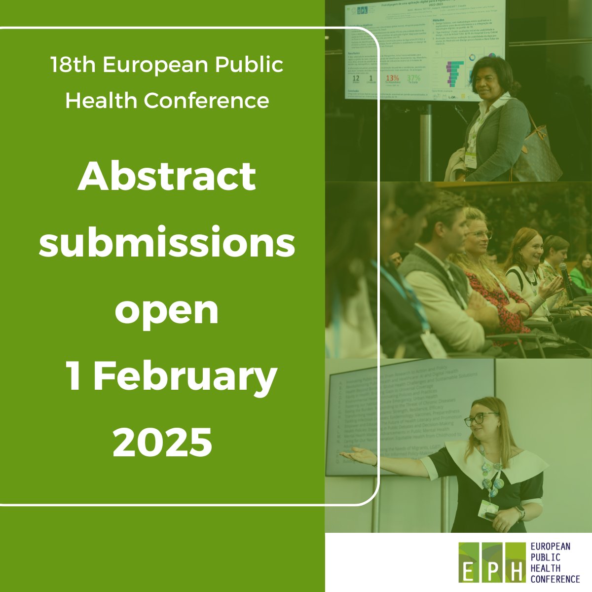 🚨 Abstract submissions open 1 February! 🚨

Join us  11-14 Nov, for #EPH2025. Share your research with public health professionals worldwide! Submit abstracts for oral/poster presentations &amp; 60-min workshops by 1 May.

More info: ephconference.eu/2025-abstract-…