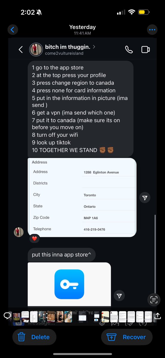xoserenah's tweet photo. @Almxhhh Download vpn keep it on put it to Canada go to the App Store change ur region go Canada. Go and search TikTok turn airplane mode on then push download then turn it back on real fast and boom! Ok byeeee https://t.co/gu6OsUsUZU