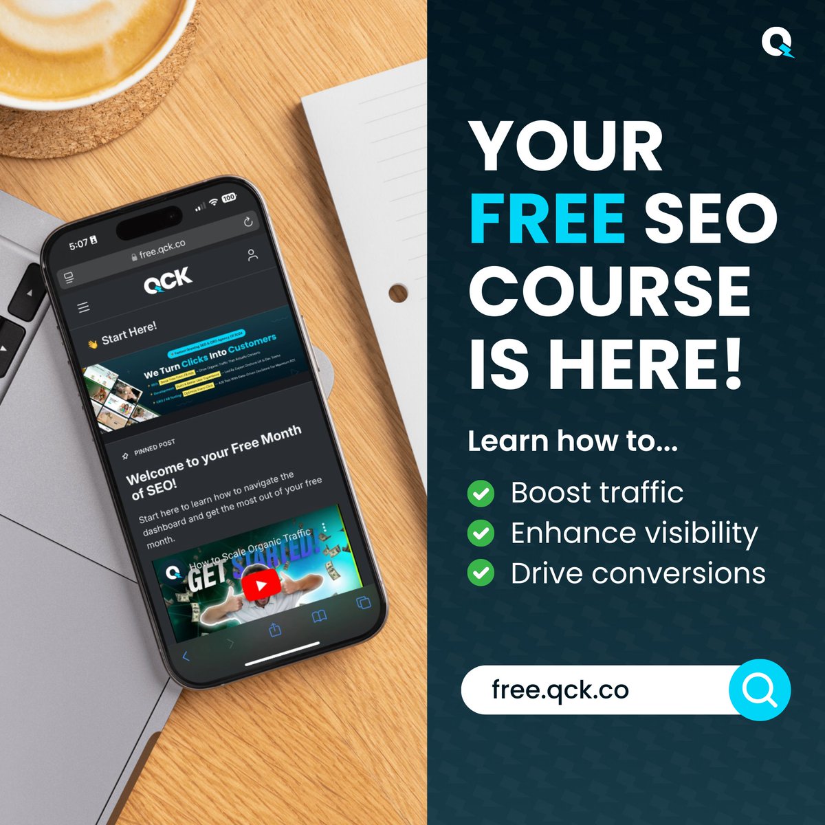 QCK_SEO's tweet photo. Your next big breakthrough starts with SEO. 🌟 Learn the strategies to grow your online presence—for FREE! 

Sign up today: https://t.co/UnXDGdLppN

#SEO #DigitalMarketing https://t.co/XOnIOdWyRL