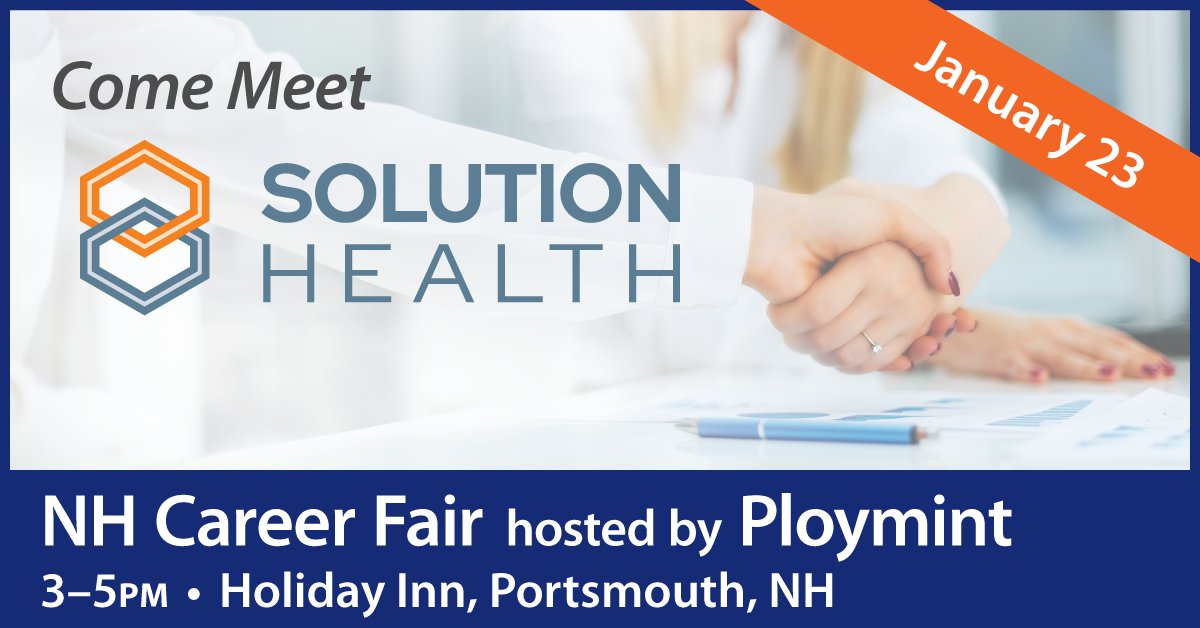 PloymintHQ's tweet photo. Come meet @SolutioNHlth and other great employers at the #NHCareerFair. Learn more:  https://t.co/CXCsjNg796

Upload your resume ahead of the Career Fair by applying to their Free NH Career Fair post: https://t.co/5MxW8qCyO3

#Ploymint #JobsInNH #CareerFair #JobFair #NewHampshire https://t.co/JiKHiMqFwD