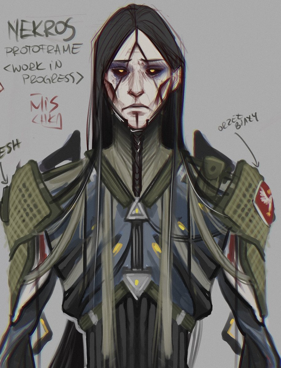 My Nekros Protoframe early concept sketch, this is a work in progress. His  name is Kojot. —- #warframe #warframe1999 #warframefanart #tennocreate #wip, image size:915x1200