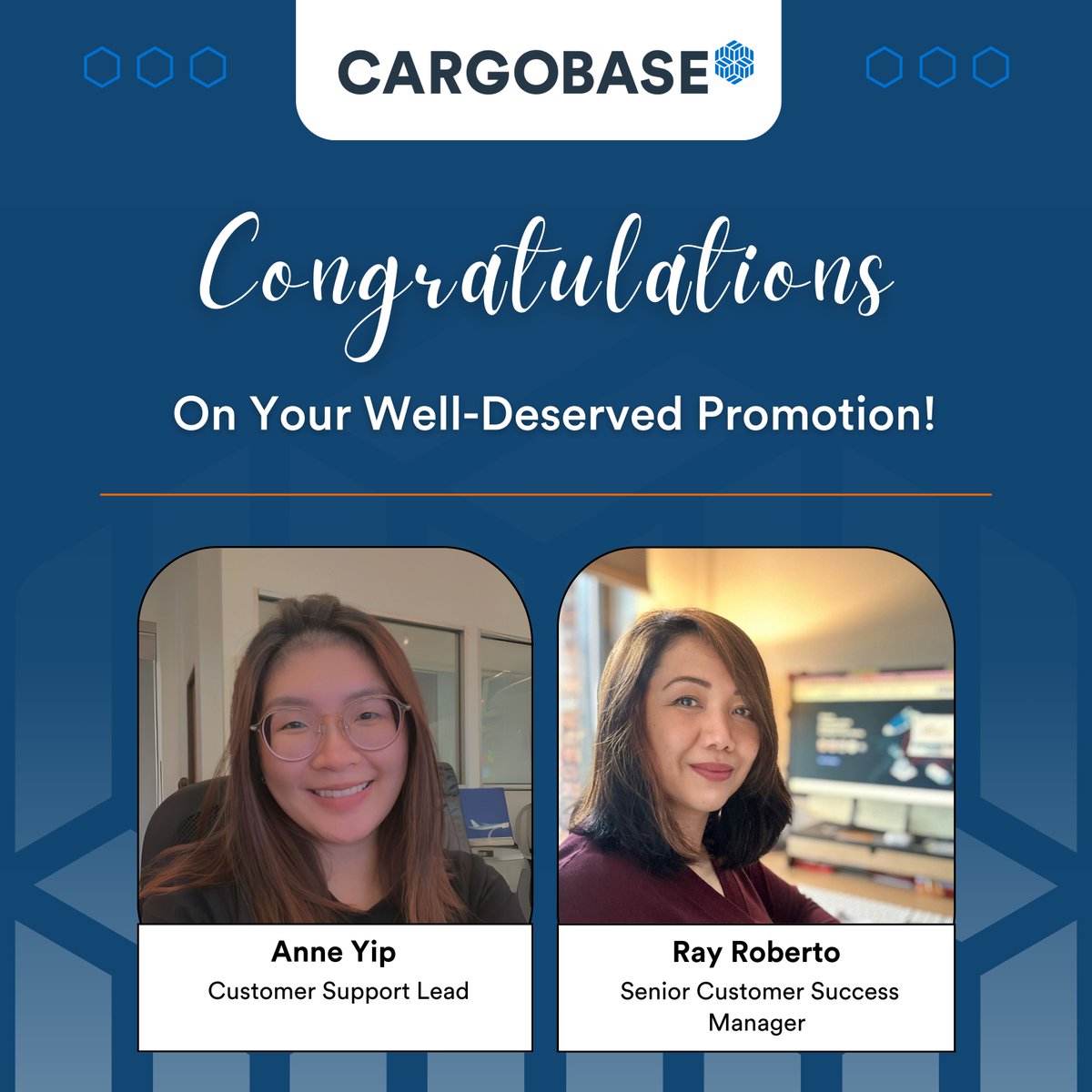 We're celebrating the #promotion of Ray Roberto to Senior Customer Success Manager &amp; Anne Yip to Customer Support Lead! Both have an unwavering dedication to delivering exceptional experiences to the many satisfied customers who rely on us every day. Congratulations ! 🎉