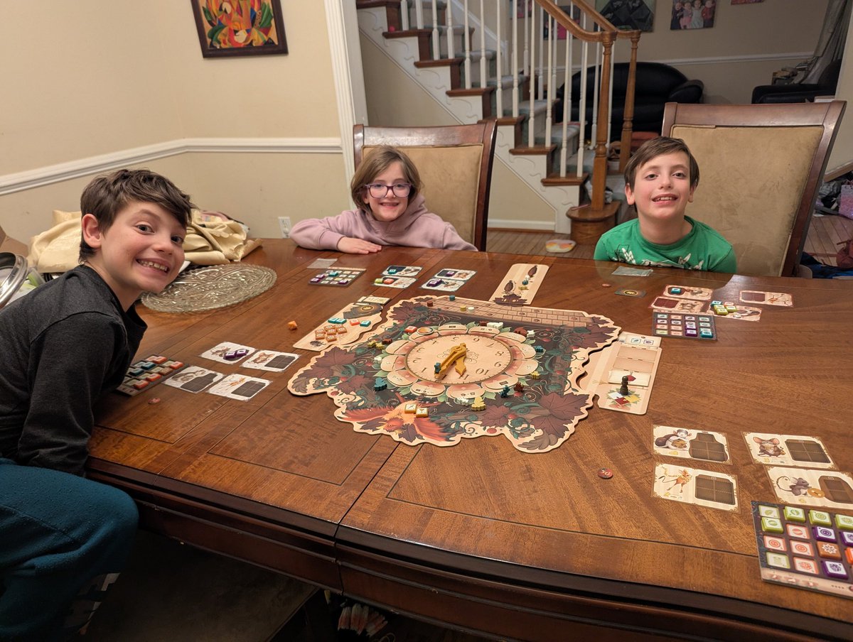 Triplets first play of Hickory Dickory! They loved it, and Asher even won. 

<a href="/PlaidHatGames/">Plaid Hat Games</a>