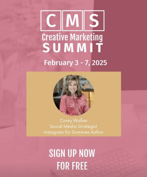 I'm speaking at the Creative Marketing Summit Feb 3-7! I will be presenting a discussion on using Instagram for Business. The entire summit is online and FREE! I encourage you to sign up if you are a business owner or service provider! Sign up free here: creativemarketingsummit.com/25-signup?am_i…