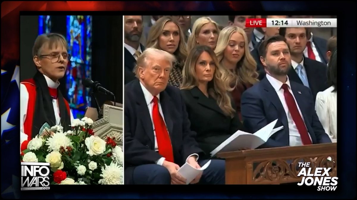 BREAKING VIDEO: Trump &amp; Vance Look On In Disbelief As A Wokist Cult Leader Hijacks Church Service At The National Cathedral With A Disgusting Defense Of Child Mutilation &amp; Replacement Migration

» WATCH/SHARE THE LIVE X STREAM HERE:
https://t.co/lRa0L2xxy3 https://t.co/sDYgjkxogH