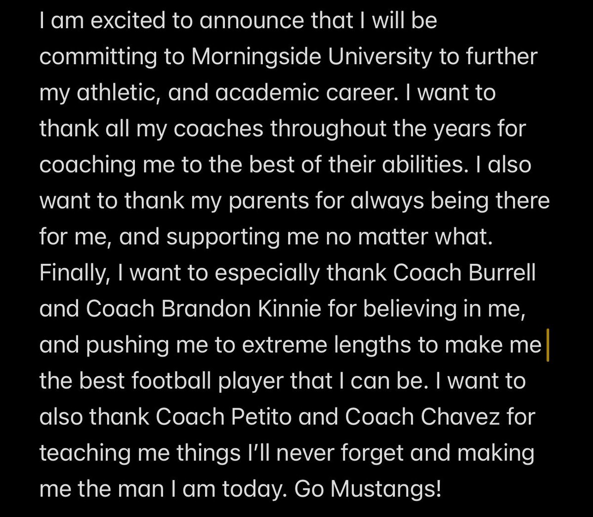 100% Committed! <a href="/MsideFootball/">Morningside University Football</a> <a href="/CoachCSilva/">Coach Chris Silva</a> <a href="/MillardNorthFB/">Millard North⚡FB</a> <a href="/Coach_BurrellJr/">Allen Burrell Jr</a> <a href="/armohningPE/">Adam Mohning</a> <a href="/david_mcenaney/">David Mac</a> <a href="/AST_Sports20/">Alliance Sports Training</a>