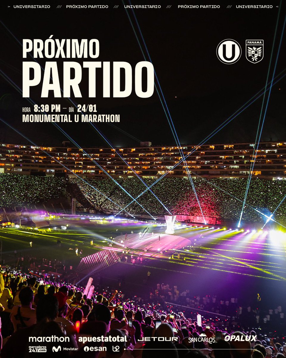 🔜 𝗣𝗥𝗢́𝗫𝗜𝗠𝗢 𝗣𝗔𝗥𝗧𝗜𝗗𝗢 𝗖𝗥𝗘𝗠𝗔

⚽ 𝘜𝘯𝘪𝘷𝘦𝘳𝘴𝘪𝘵𝘢𝘳𝘪𝘰 𝘷𝘴. 𝘗𝘢𝘯𝘢𝘮𝘢́

🏆 𝘕𝘰𝘤𝘩𝘦 𝘊𝘳𝘦𝘮𝘢 2025

📅 𝘝𝘪𝘦𝘳𝘯𝘦𝘴 24 𝘥𝘦 𝘦𝘯𝘦𝘳𝘰

⏱️ 8:30 𝘱.𝘮.

🏟️ 𝘔𝘰𝘯𝘶𝘮𝘦𝘯𝘵𝘢𝘭 𝘜 𝘔𝘢𝘳𝘢𝘵𝘩𝘰𝘯

#LaGarraDelÚnicoGrande