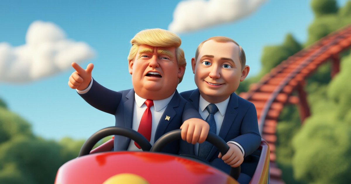 TrumpAIArt's tweet photo. Leading the rollercoaster of global politics—hang on tight, folks, it’s gonna be a wild ride! 🎢🌍 #DynamicDuo #DiplomacyInMotion https://t.co/0QjoFBYy5k