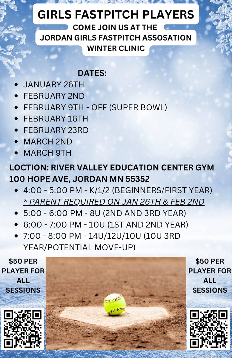 Join us at our winter clinic to help shake that rust off and get ready for the 2025 season.

registration.teamsnap.com/form/20050