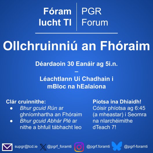 Anois agus an téarma acadúil nua ag tosnú, tá cruinniú nua curtha le chéile againn (agus beidh píotsa againn!)

Seo iad na sonraí:
Áit - Léachtlann Uí Chadhain
Am - 5i.n.
Lá - 30ú Eanáir