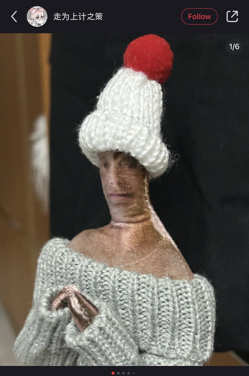 AniiKiira's tweet image. My favorite RedNote find is this one user who keeps dressing up her cursed Mads Mikkelsen JPG plushie