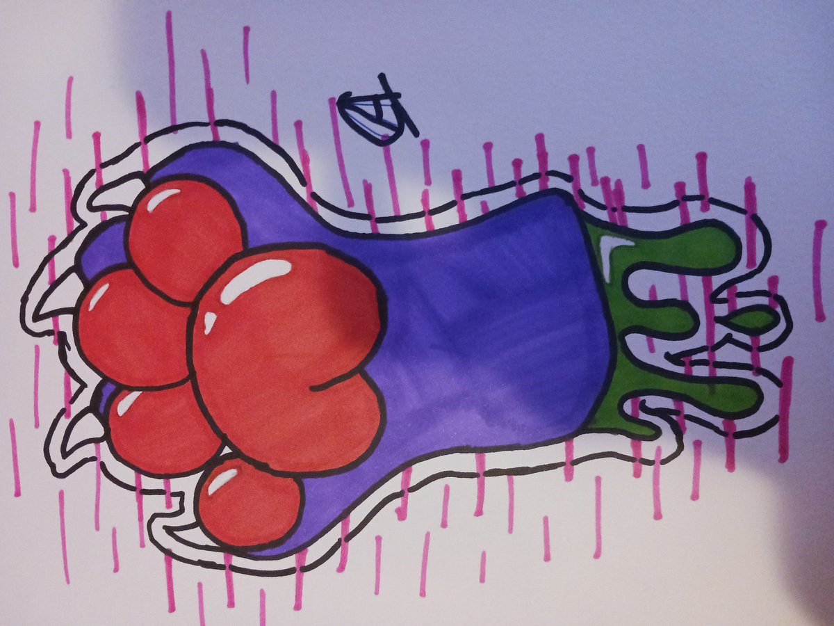 Maddies(fursonas) pawww. Orange beans purple paws. 💚💜🧡