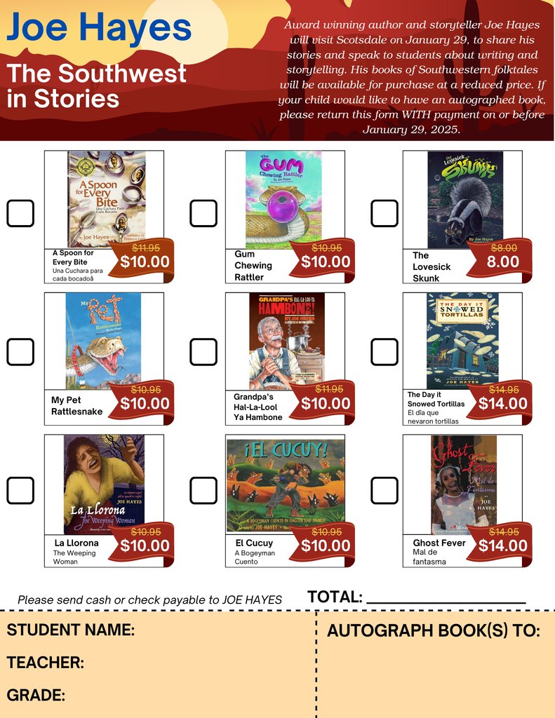 Scotsdale_YISD's tweet image. Exciting news, Scotsdale Cadets! 📚✨ Renowned author &amp;amp; storyteller Joe Hayes is visiting our campus on January 29th! Get ready to be inspired by his amazing stories and learn the magic of storytelling. Don’t miss this unforgettable event! 🎤📖 #JoeHayes #StorytellingMagic