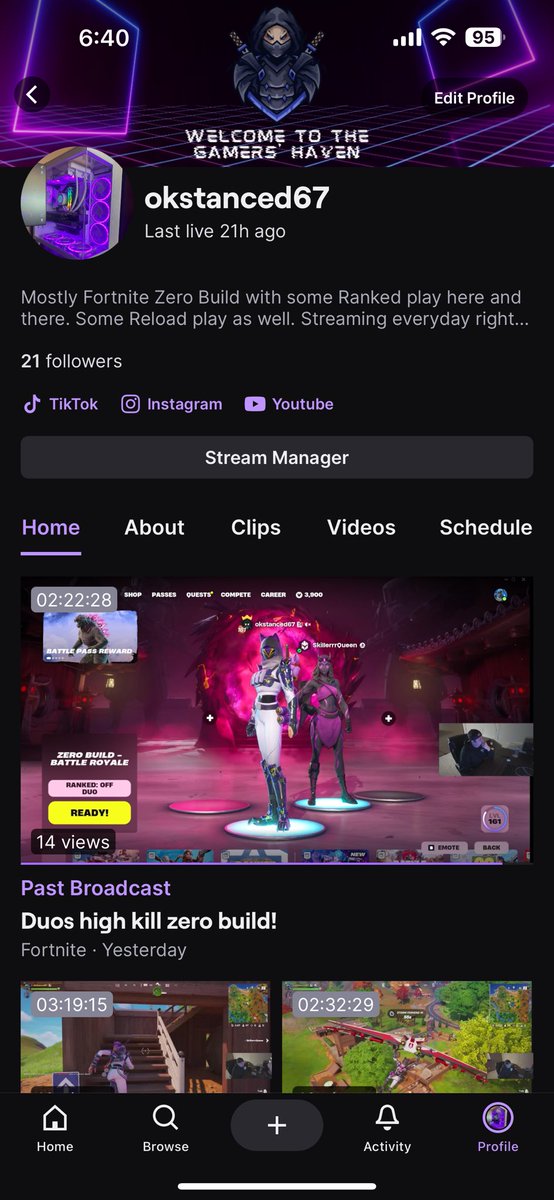 okstanced67's tweet photo. Going live on #Twitch at 7 pm CST to play some #Fortnite come and check it out! 

https://t.co/rL0EHfmDmq https://t.co/Tmzv3rstuK