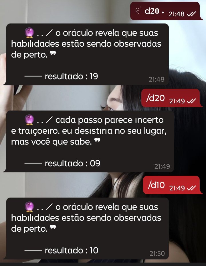HER11LIY's tweet photo. @ERO28CHE @DIO12VIR @POS03NIK @ARE05THA @HRC31ALE @DES27DTN @TVHEFESTOAUP pelas 3 inimigas como uma sombra, atingindo as três em cheio aparecendo nos portais atrás delas 

Ela era silenciosa, quase como um vulto sem deixar rastros, uma das vantagens que ser da caçada de artemis dava 

19 + 15 = 34 (incor divino; portais) 
09 + 17 = 26 (agi; espada) https://t.co/UQR3T3nwN1