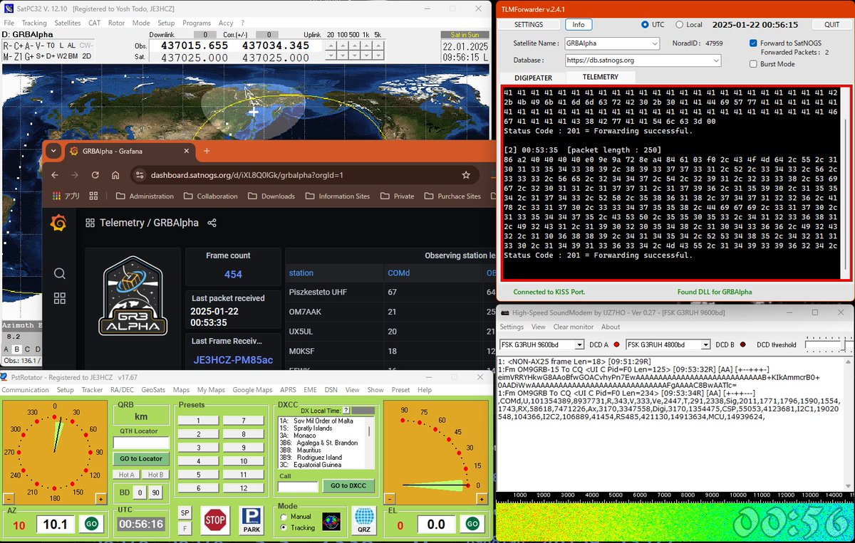 Day_Tripper0's tweet photo. #GRBAlpha path at 2025-01-22 00:47z over Omihachiman Japan.
9600bd / 70cm / HS SoundModem v.0.27
2 telemetry packets forwarded to @SatNOGS DB. #hamradio #hamr #amsat #hczsatlog https://t.co/7gJsIzSLEZ