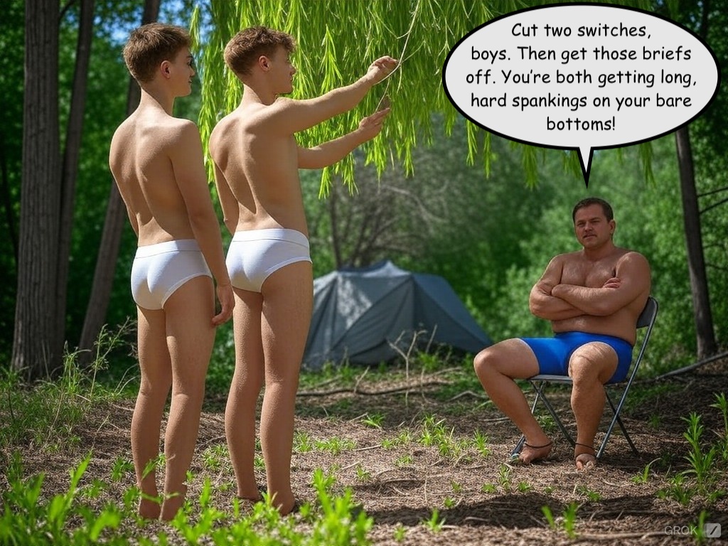 And just like that...the camping trip with Dad took a very bad turn for the twins!
#mmspanking #dad #son #camping #switch