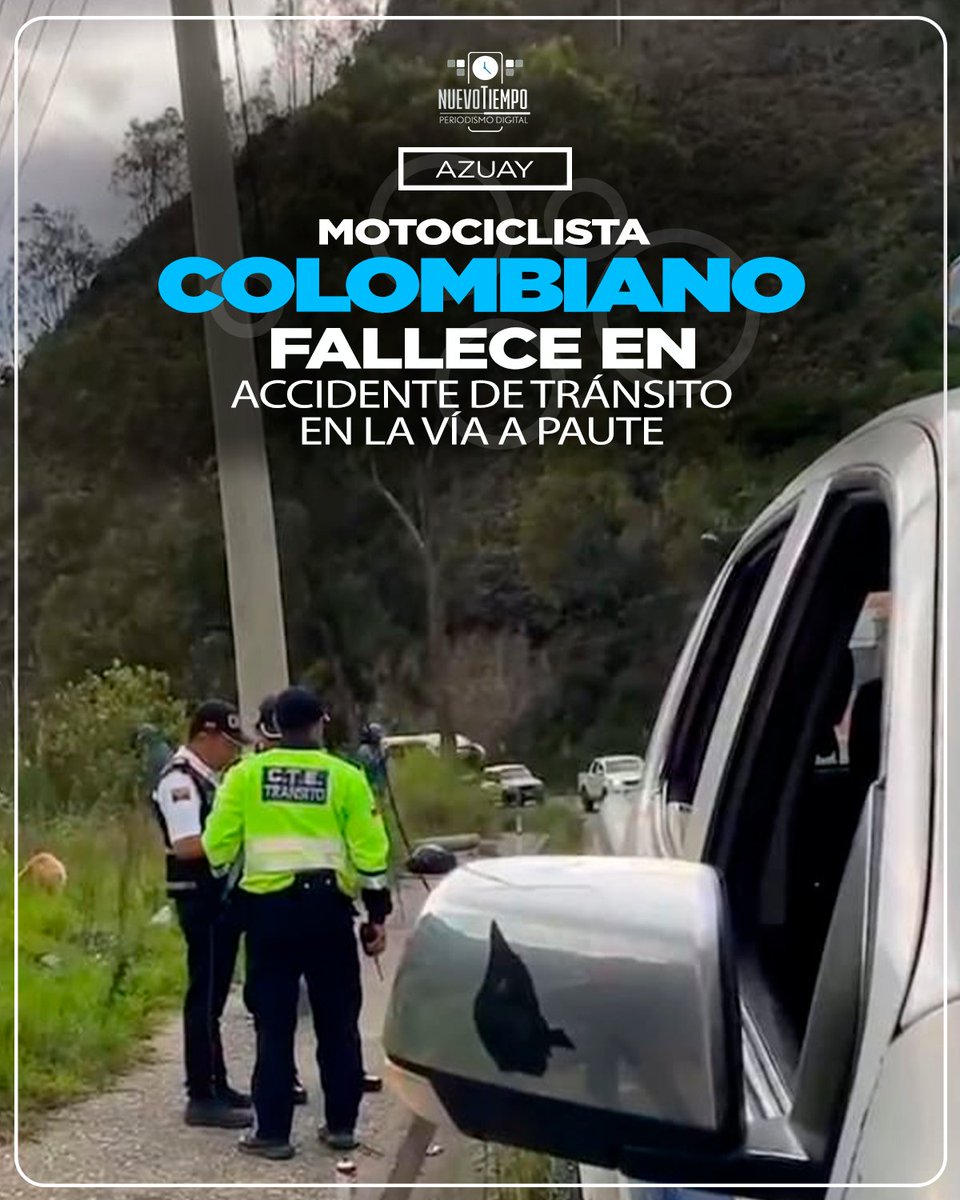 NuevoTiempoCue's tweet photo. 🔴#Urgente l 
👉Un persona de sexo masculino de 23 años de edad aproximadamente, de nacionalidad colombiana, falleció la tarde de este martes 21 de enero en la vía Lumagpamba-Paute, sector parroquia #ElCabo #Azuay. 

👉El percance habría suscitado porque la motocicleta se habría enredado en los cables que estaban sobre la vía, producto del mismo el conductor y su acompañante se caen. Del impacto, el conductor pierde la vida de manera instantánea, mientras que su compañero fue trasladado a una casa de salud del cantón azuayo. 

#Noticias #Azuay #Cuenca #Paute #Accidente #Transito #Colombiano #Fatal #Vias