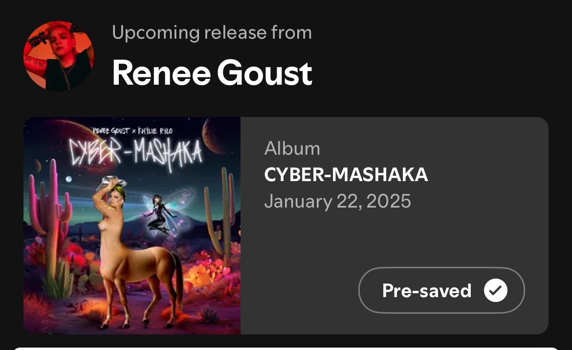 Renee Goust “La Centaura del Norte” 🐎🤠🎶 (@reneegoust) on Twitter photo Amistades, este jueves estrenamos álbum junto a mi queride <a href="/KhylieRylo/">Khylie Rylo</a> !!!
Súmense a la pre-guardada aquí:
open.spotify.com/prerelease/1qU… Amistades, este jueves estrenamos álbum junto a mi queride <a href="/KhylieRylo/">Khylie Rylo</a> !!!
Súmense a la pre-guardada aquí:
open.spotify.com/prerelease/1qU…