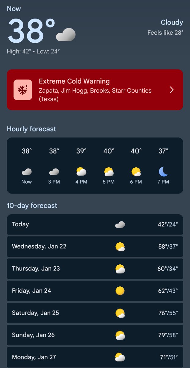 makemecoffeeee's tweet photo. @ChrisMartzWX Currently boondocking about 90 miles south east of Laredo TX, definitely brisk out there. https://t.co/tZ19yfOpnE