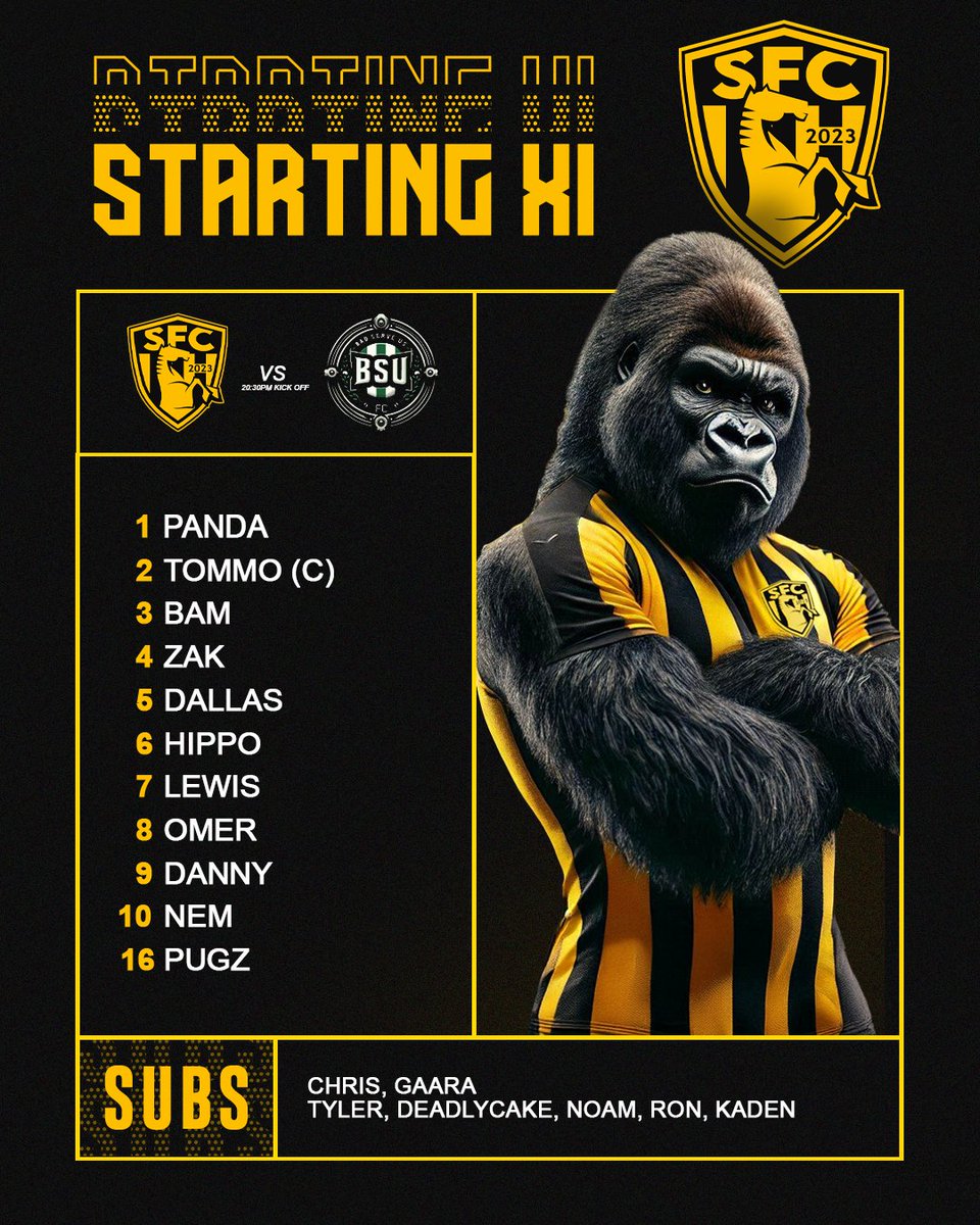 Panda makes first start for the Stealers, whilst Omer steps forward into the midfield, Dallas returns after missing yesterdays matches and the rest of the team stays unchanged👊