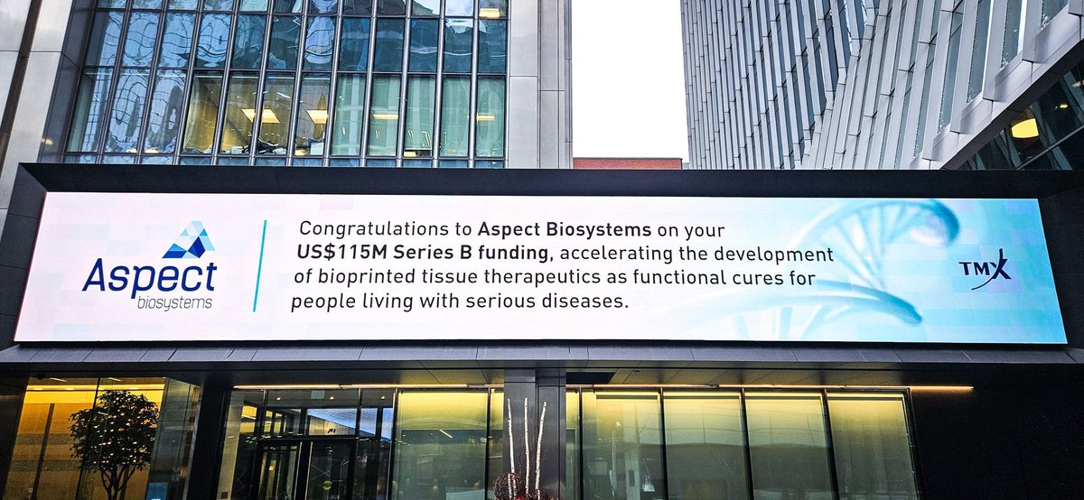 Aspect Biosystems (@aspectbiosys) on Twitter photo Pleased to see our US$115 million Series B financing highlighted at the Toronto Stock Exchange #TSX. Thank you, <a href="/tsx_tsxv/">Canada's Markets</a>! Pleased to see our US$115 million Series B financing highlighted at the Toronto Stock Exchange #TSX. Thank you, <a href="/tsx_tsxv/">Canada's Markets</a>!