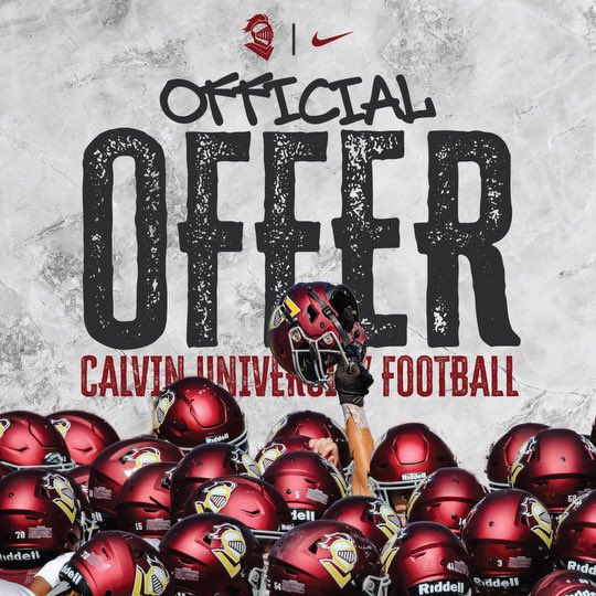 After an amazing conversation with <a href="/Coach_AAnderson/">Austin Anderson</a> ,I am blessed to announce that I have received an offer from <a href="/CalvinKnightsFB/">Calvin Knights Football</a> . Thank you, Coach Anderson and Calvin University, for this incredible opportunity!