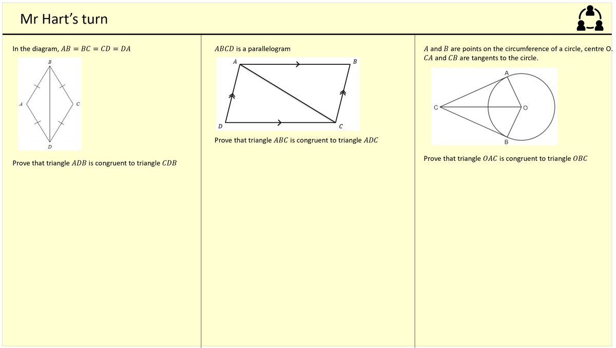 hartmaths's tweet photo. Some congruency questions with Year 11 this afternoon which really tested their skills; really pleased to see how they could remember how to apply angles in parallel lines, properties of shapes and circle theorems - all in one question! https://t.co/c15AwsggkI