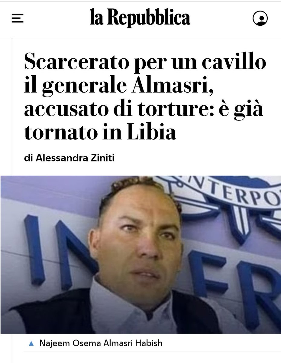 Il Governo italiano rimanda a casa uno dei più sanguinari trafficanti di esseri umani anziché consegnarlo alla Corte penale internazionale.

Questo perché se quel criminale parlasse verrebbero fuori i mandanti italiani di torture e tratta nei confronti dei #migranti