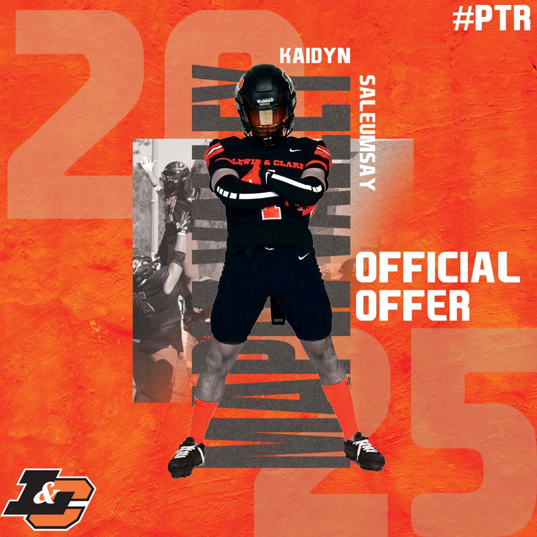 ksaleumsay23's tweet photo. After a great conversation with @BruceRead22. I’m excited to announce my first offer to Lewis and Clark College! @JoeBushman5 @CoachMikeLew @RegJones20 @BrandonHuffman @tahomafootball https://t.co/Fw2AKRxalQ